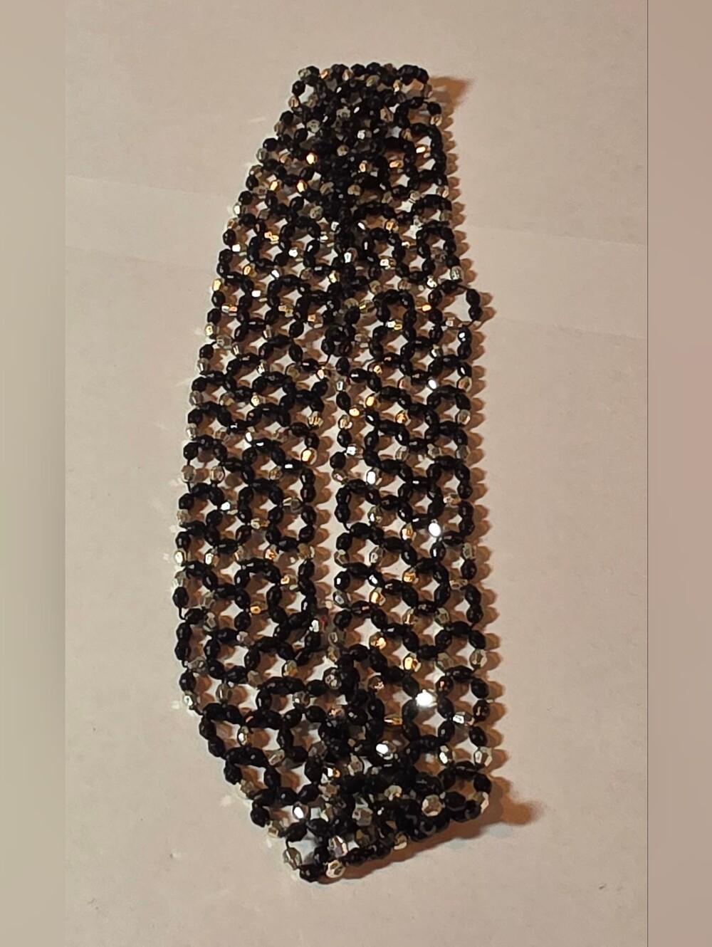 Black Beaded Stretch Necklace Has Minor Flaws